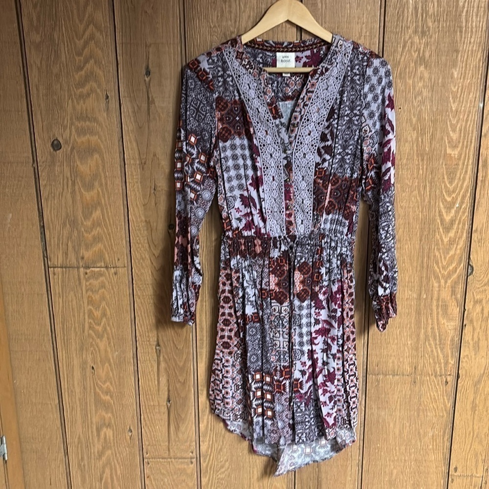 Knox Rose midi prairie‎ style peasant long sleeve  bohemian dress Size S